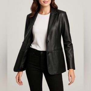 Rebecca Minkoff Black Leather Suit Jacket